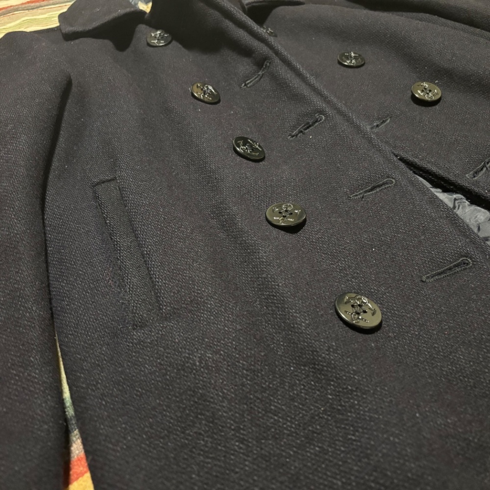Schott NYC U.S 740N classic melton wool navy Pea Coat men’s size 38 USA vintage - Picture 3 of 12